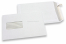 Enveloppes blanches standards, 162 x 229 mm, papier 90 gr, fenêtre à gauche 45 x 110 mm, position de la fenêtre à 20 mm du gauche et 60 mm du bas, fermeture avec bande adhésive. | Paysdesenveloppes.ch