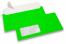 Enveloppes fluo - vert, avec fenêtre 45 x 90 mm, position de la fenêtre à 20 mm du gauche et à 15 mm du bas | Paysdesenveloppes.ch