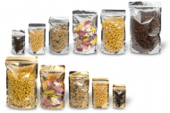 Sachets stand-up métalliques transparents - 	or métallisé et argent métallisé | Paysdesenveloppes.ch