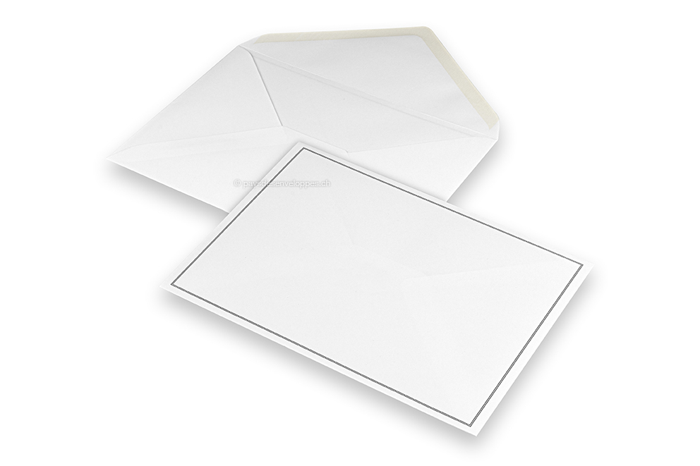 Enveloppes pour faire-part de décès - Blanc + Double bordure, 156 x 220 mm