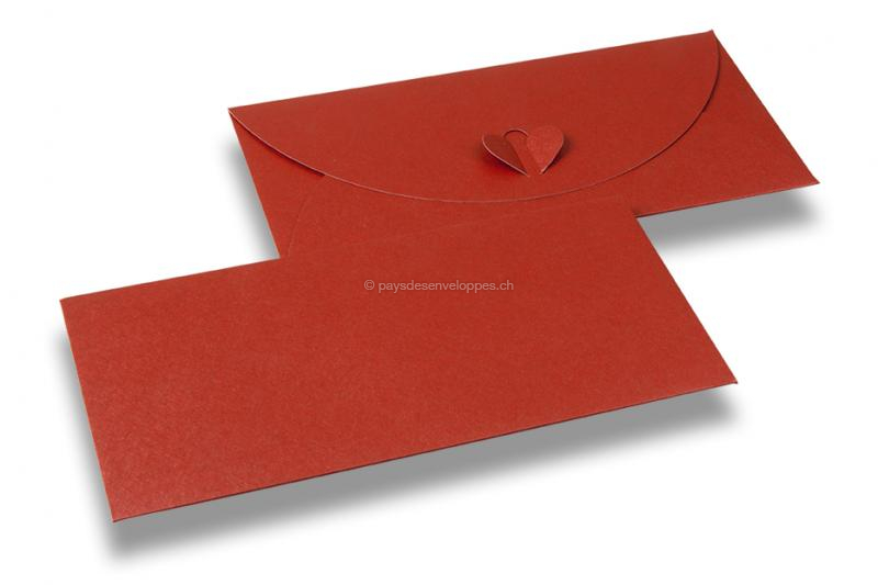 Enveloppe fermeture coeur - Rouge