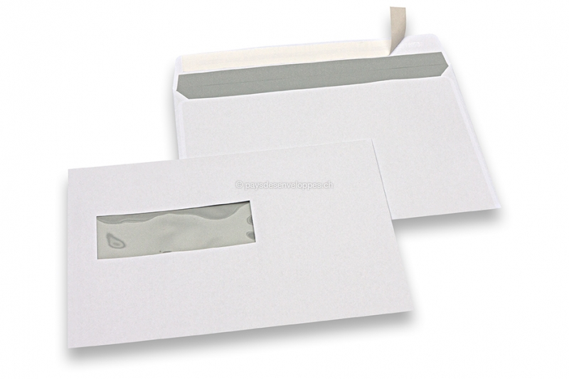 Enveloppes pour imprimante laser, 162 x 229 mm (C5), fenêtre à gauche 40 x 110 mm, position de la fenêtre à 20 mm du gauche et à 72 mm du bas 