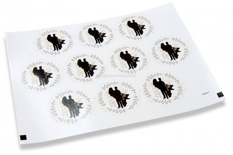 Pastilles adhésives thème mariage - homme porte femme