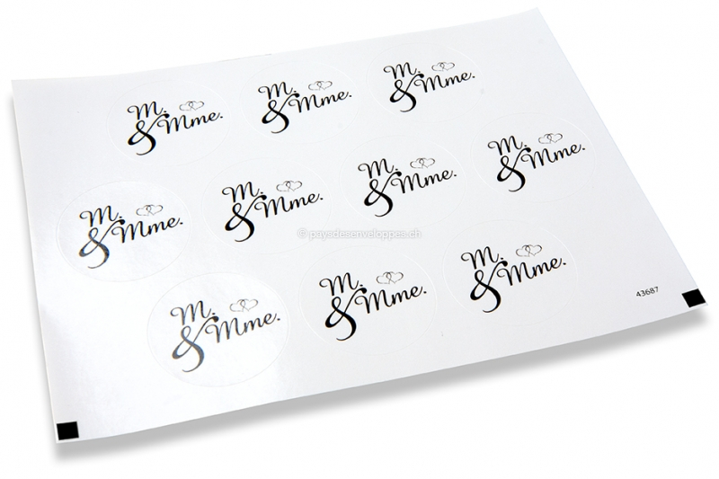 Pastilles adhésives thème mariage - M. & Mme. noir