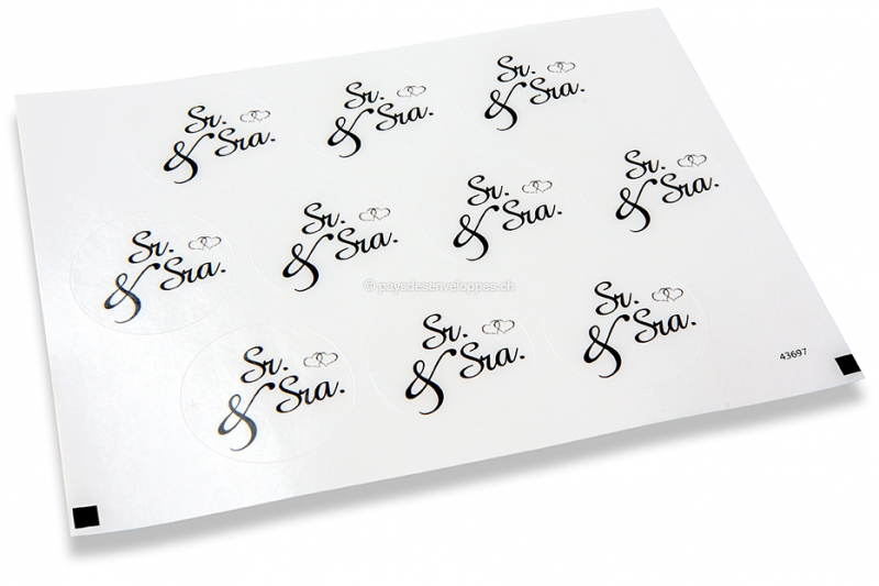 Pastilles adhésives thème mariage - Sr. & Sra. noir