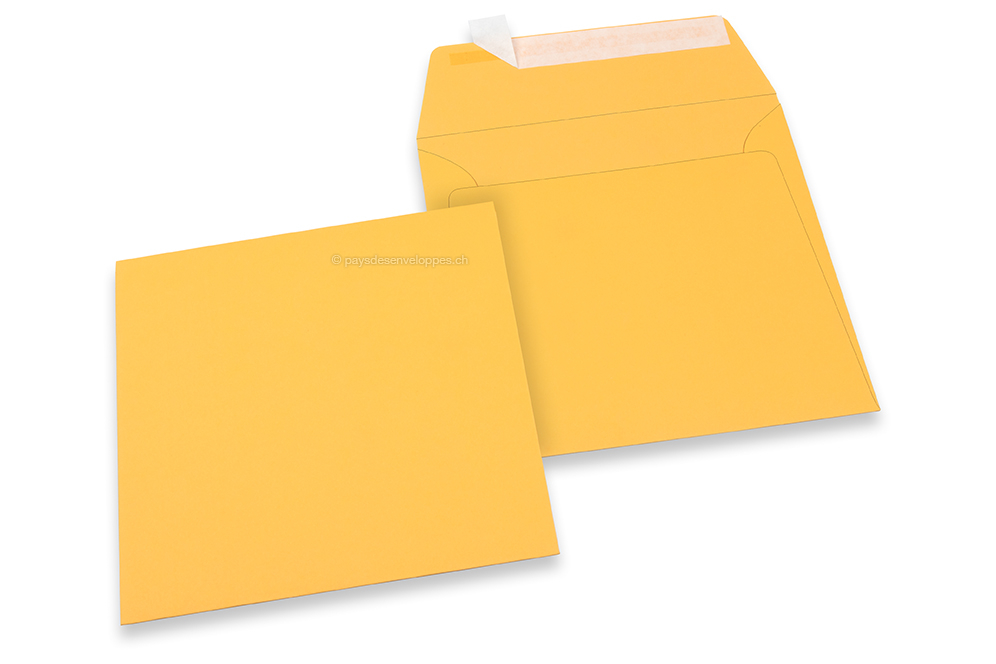 Enveloppes papier colorées  - Jaune or, 160 x 160 mm