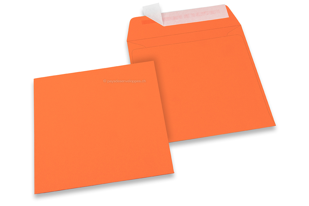 Enveloppes papier colorées - Orange, 160 x 160 mm
