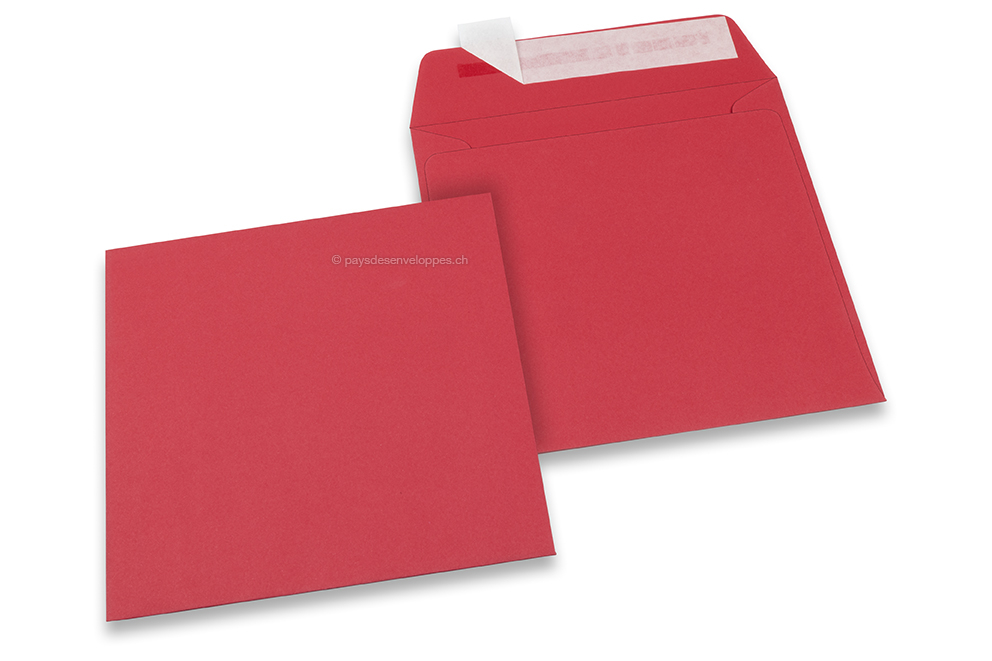 Enveloppes papier colorées - Rouge, 160 x 160 mm