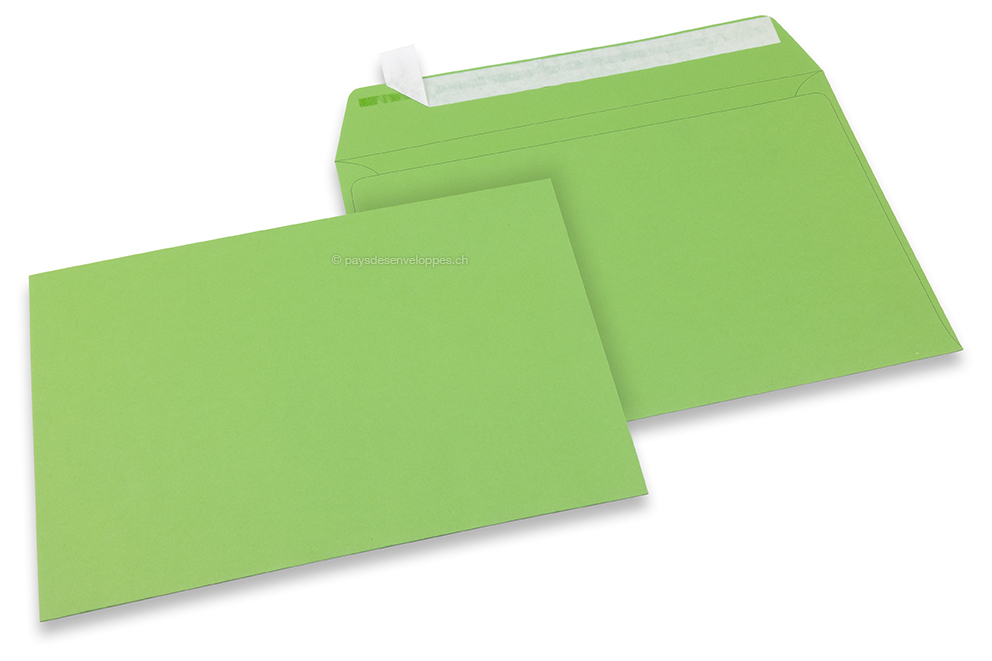 Enveloppes papier colorées - Vert pomme, 162 x 229 mm