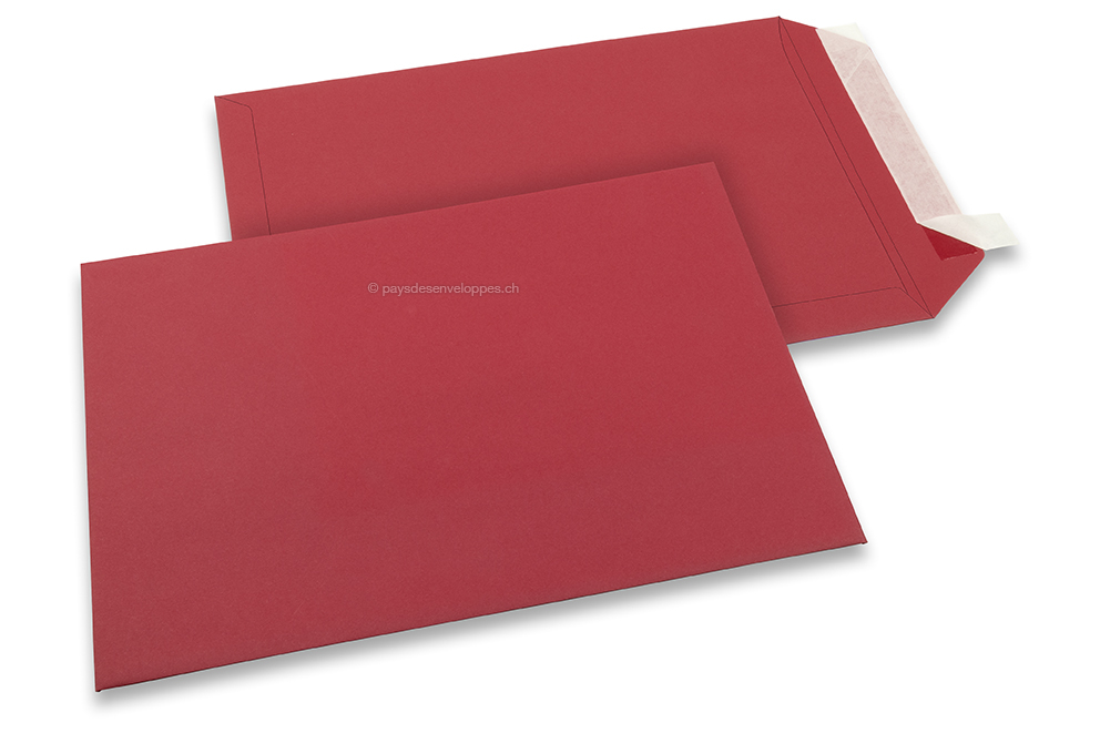 Enveloppes papier colorées - Rouge foncé, 229 x 324 mm 