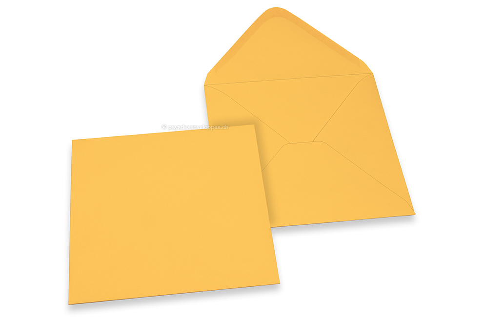 Enveloppes colorées pour cartes de voeux - jaune or, 155 x 155 mm