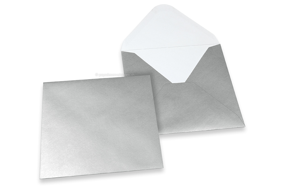 Enveloppes colorées pour cartes de voeux - argent, 155 x 155 mm