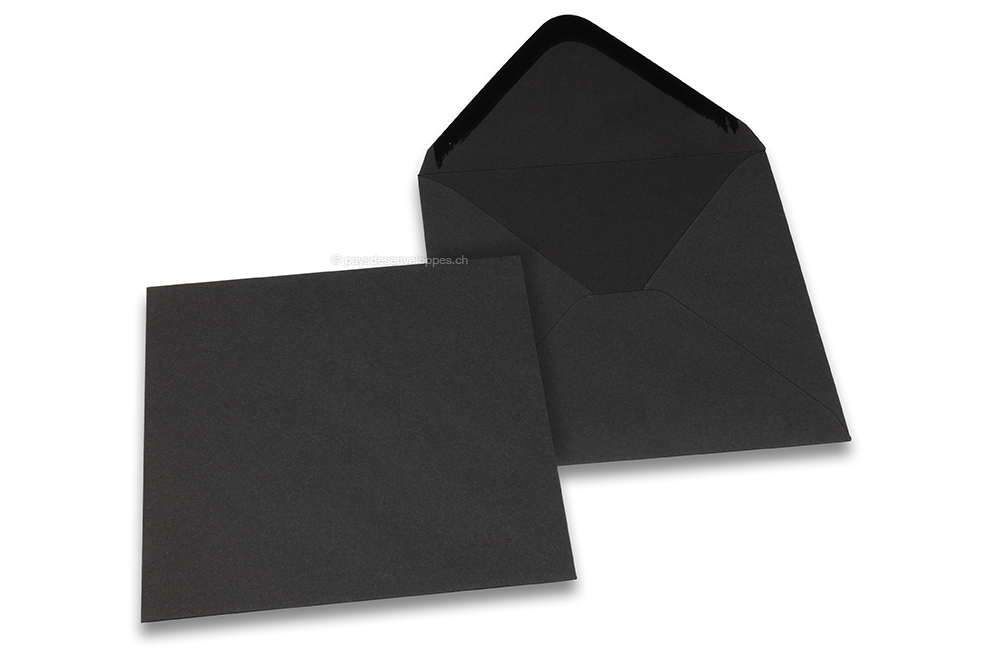 Enveloppes colorées pour cartes de voeux - noir, 155 x 155 mm
