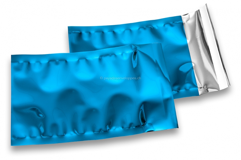Enveloppes aluminium métallisées colorées - bleu 114 x 162 mm