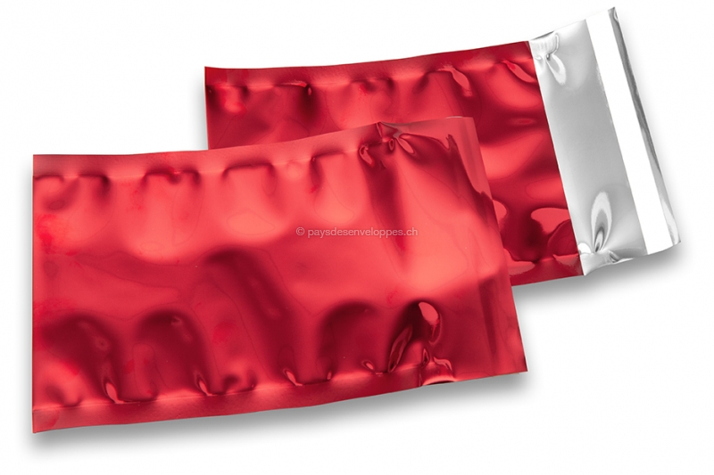 Enveloppes aluminium métallisées colorées - rouge  114 x 162 mm