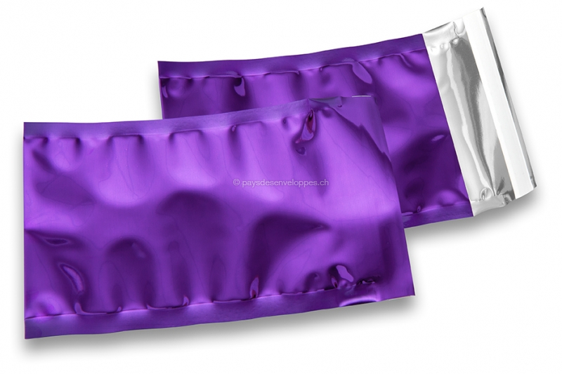 Enveloppes aluminium métallisées colorées - violet  114 x 162 mm