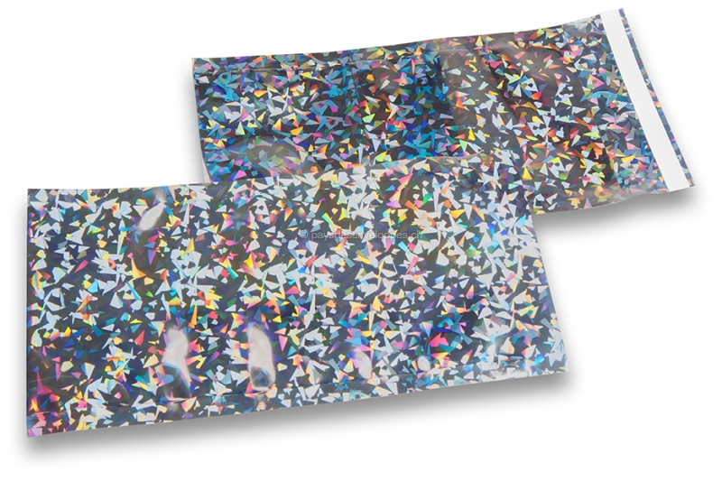Enveloppes aluminium métallisées colorées - argent holographique  114 x 229 mm
