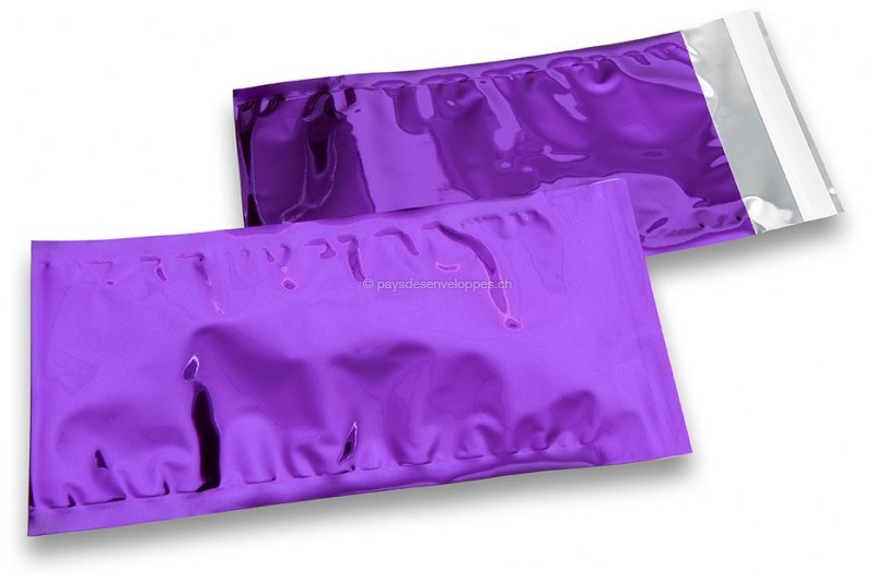 Enveloppes aluminium métallisées colorées - violet  114 x 229 mm