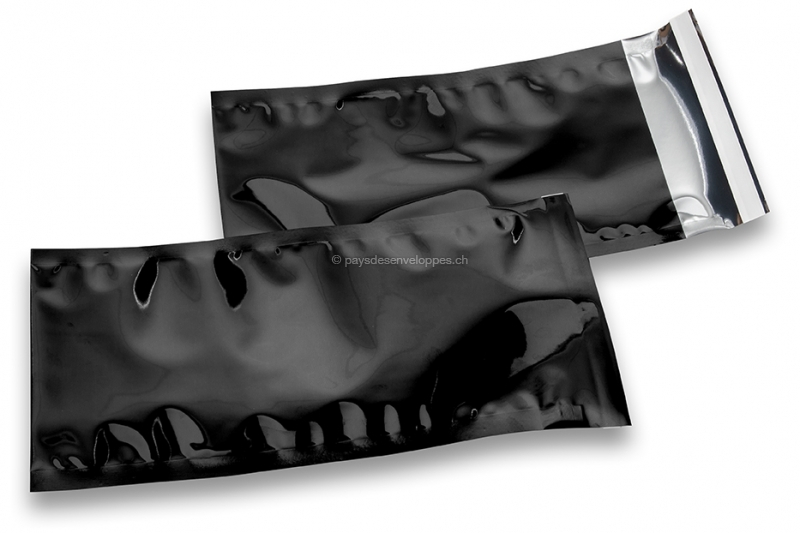 Enveloppes aluminium métallisées colorées - noir  114 x 229 mm
