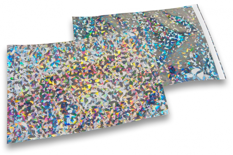 Enveloppes aluminium métallisées colorées - argent holographique  162 x 229 mm