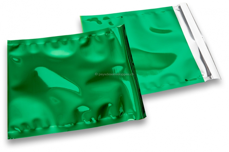Enveloppes aluminium métallisées colorées - vert 165 x 165 mm