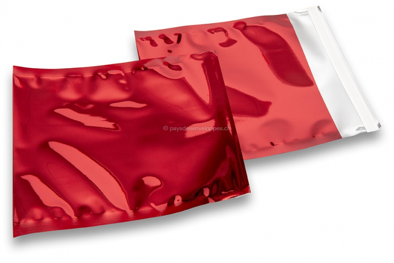 Enveloppes aluminium métallisées colorées - rouge  165 x 165 mm