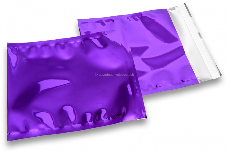 Enveloppes aluminium métallisées colorées - violet 165 x 165 mm