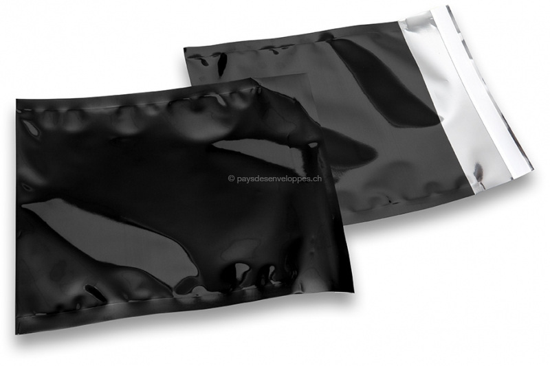 Enveloppes aluminium métallisées colorées - noir  165 x 165 mm