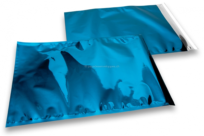 Enveloppes aluminium métallisées colorées - bleu  320 x 430 mm