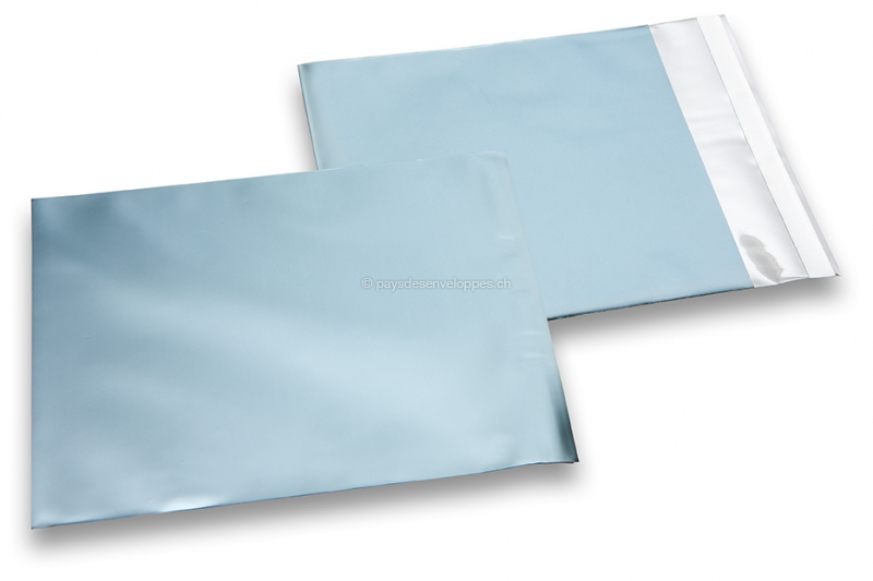 Enveloppes aluminium métallisées mat - bleu glacial 165 x 165 mm