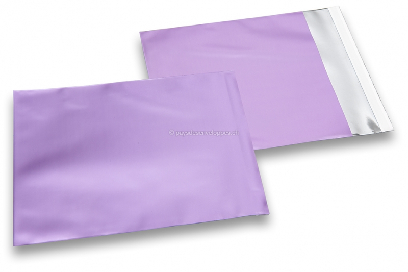 Enveloppes aluminium métallisées mat - lilas 165 x 165 mm