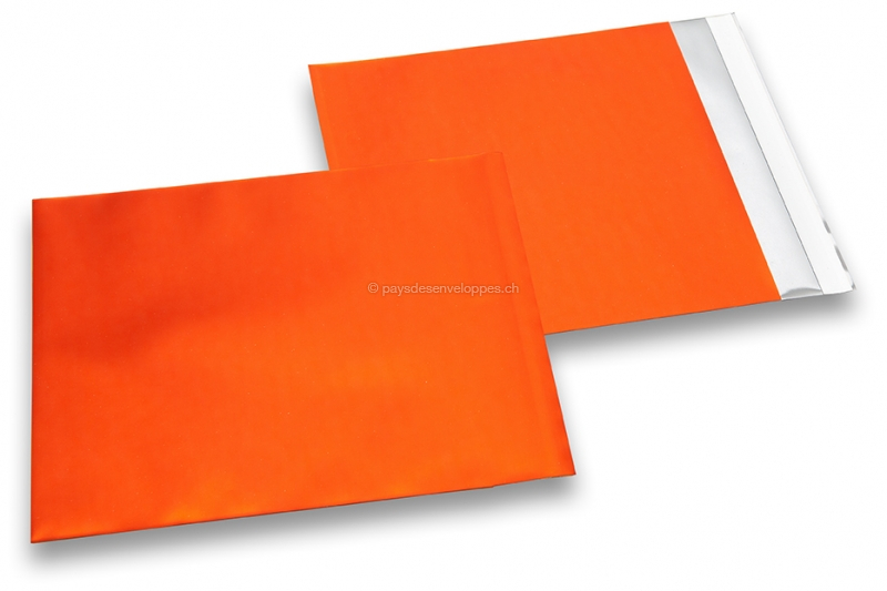 Enveloppes aluminium métallisées mat - orange 165 x 165 mm