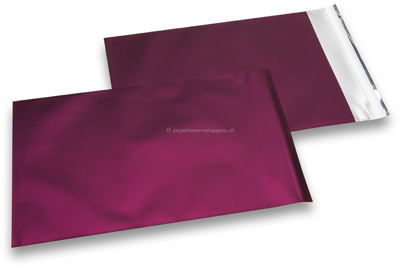 Enveloppes aluminium métallisées mat - bordeaux 180 x 250 mm