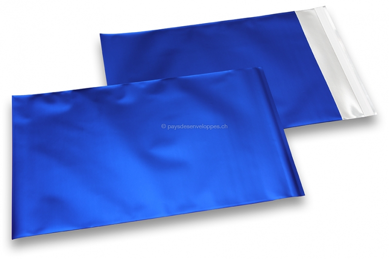 Enveloppes aluminium métallisées mat - bleu foncé 180 x 250 mm