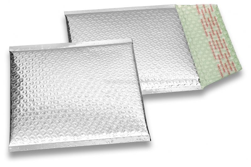 Enveloppes à bulles d'air aux dimensions 13 x 18 cm en couleur argent ou or  brillant - 10 pcs