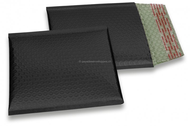 Enveloppes à bulles ECO métallisées mat colorées - noir 165 x 165 mm