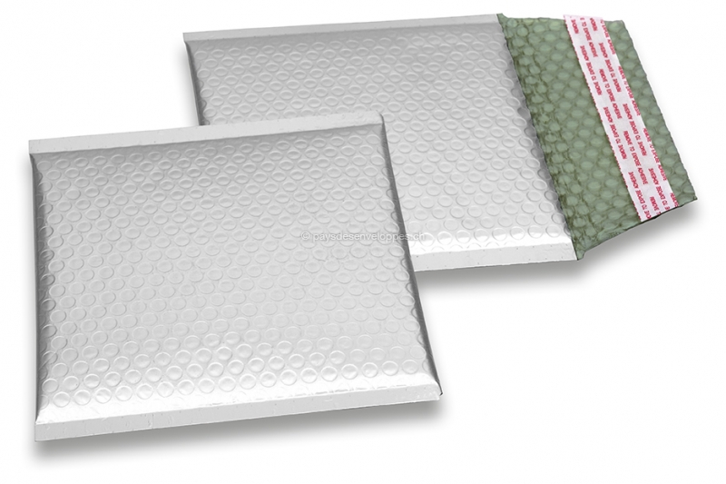 Enveloppes à bulles ECO métallisées mat colorées - argent 165 x 165 mm
