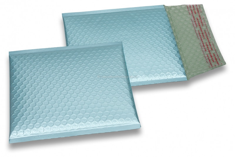 Enveloppes à bulles ECO métallisées mat colorées - bleu glacial 165 x 165 mm