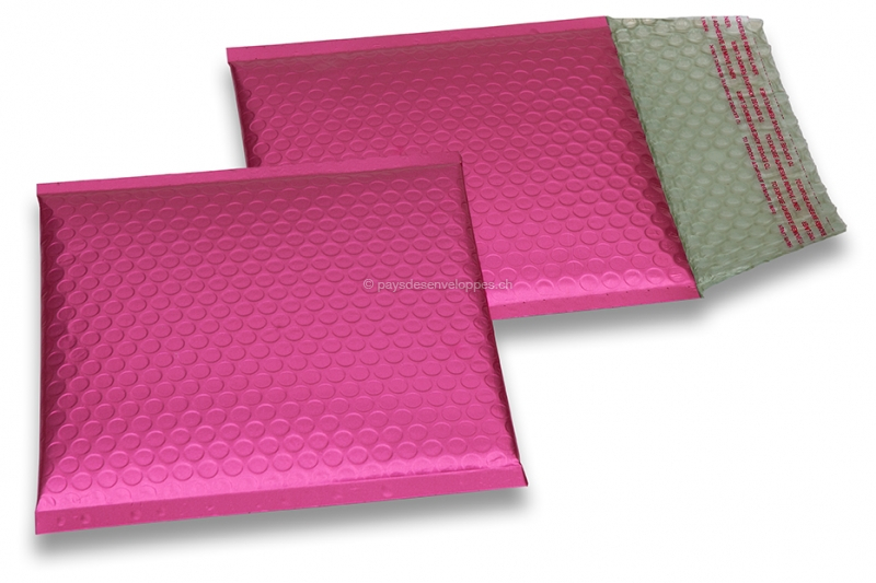 Enveloppes à bulles ECO métallisées mat colorées - rose 165 x 165 mm