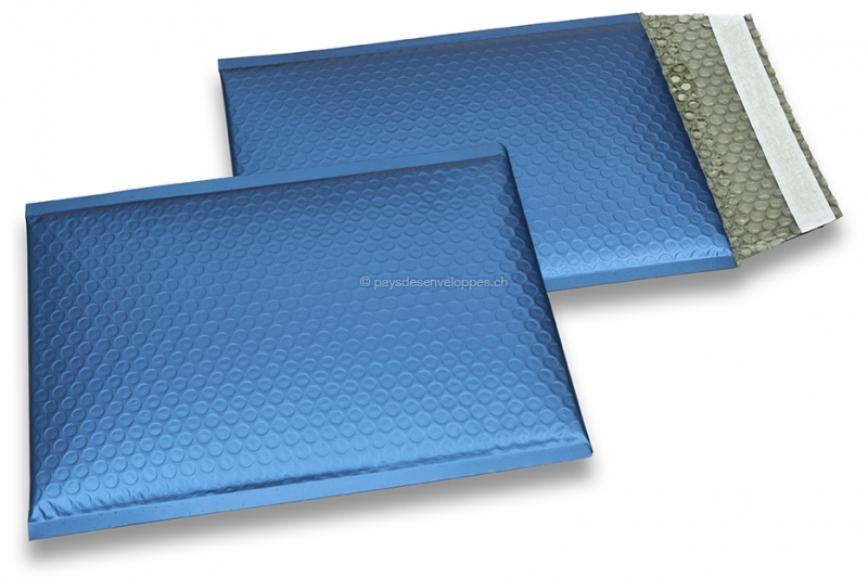 Enveloppes à bulles ECO métallisées mat colorées - bleu foncé 180 x 250 mm