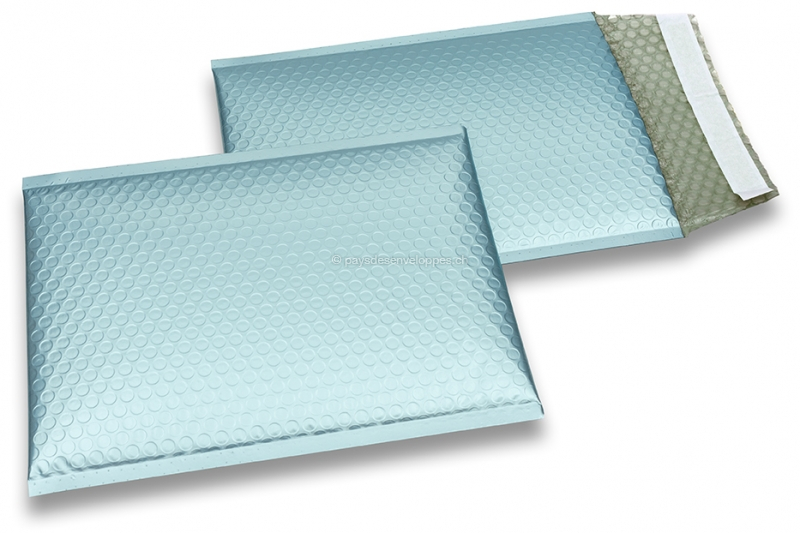 Enveloppes à bulles ECO métallisées mat colorées - bleu glacial 180 x 250 mm