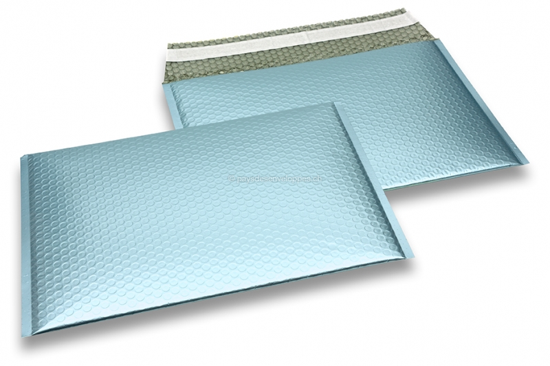 Enveloppes à bulles ECO métallisées mat colorées - bleu glacial 235 x 325 mm
