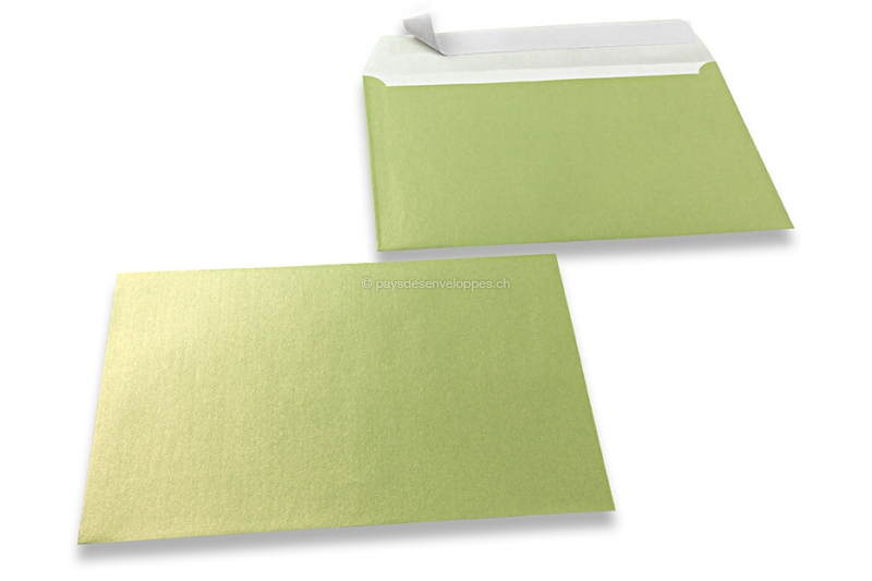Enveloppes de couleurs nacrées - Vert lime, 162 x 229 mm