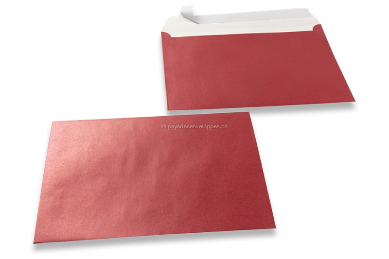 Enveloppes de couleurs nacrées - Rouge, 162 x 229 mm