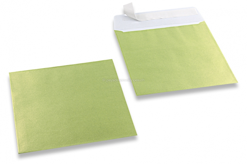 Enveloppes de couleurs nacrées - Vert lime, 170 x 170 mm