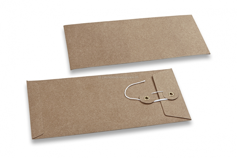 Enveloppes à fermeture Japonaise - 110 x 220 mm, kraft brun
