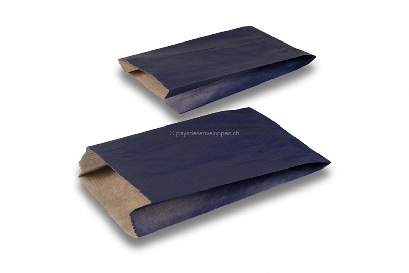 Sachets cadeaux en papier kraft couloré - bleu foncé, 150 x 210 x 40 mm