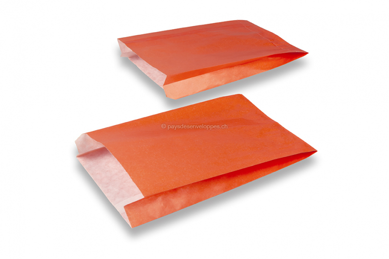 Sachets cadeaux en papier kraft couloré - orange, 150 x 210 x 40 mm