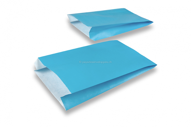 Sachets cadeaux en papier kraft couloré - bleu, 150 x 210 x 40 mm