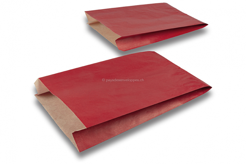 Sachets cadeaux en papier kraft couloré - rouge, 200 x 320 x 70 mm